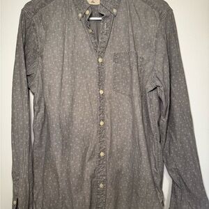 GAP Men's Patterned Gray Button-Down Shirt